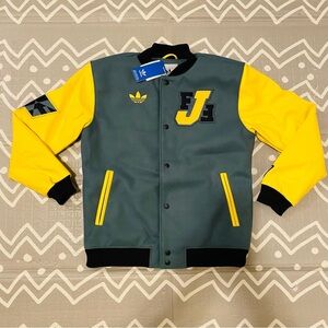 Adidas Jamaica wool leather soccer football varsity bomber jacket coat
